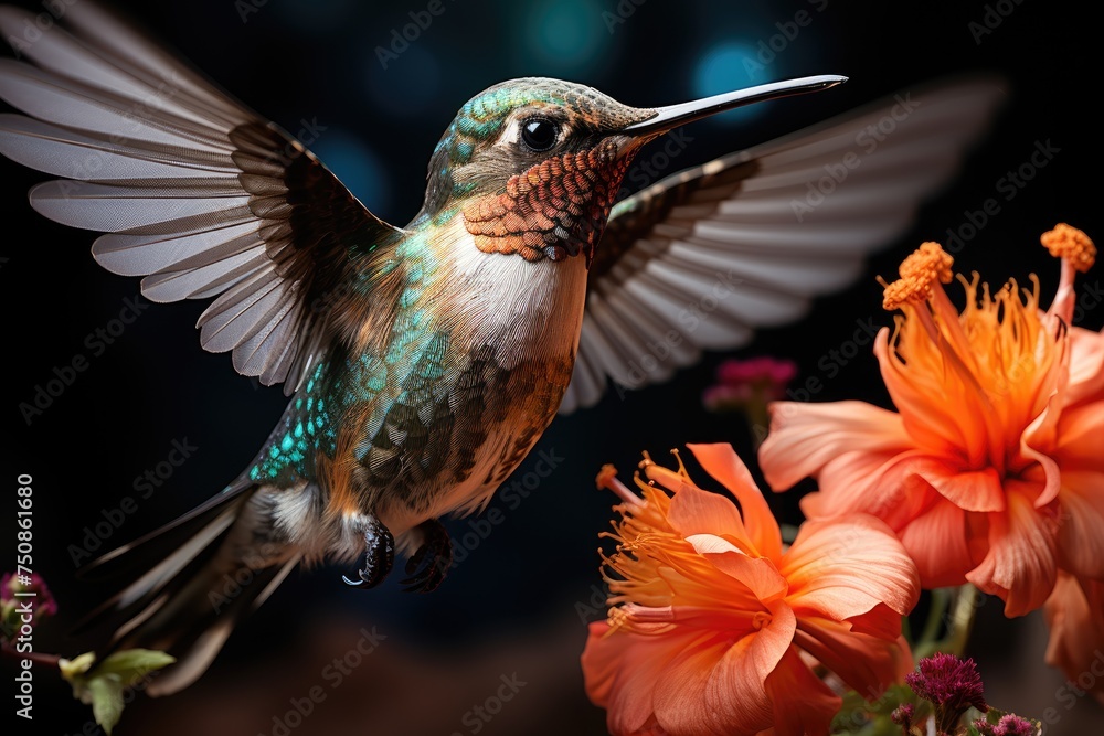Fototapeta premium Hummingbird at the Animal Rehabilitation Center., generative IA