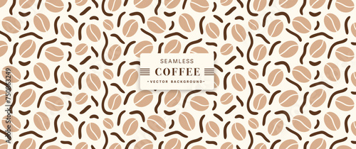 Seamless Coffee Beans Pattern Background. Coffee grains seamless pattern. Hand-drawn coffee beans vector