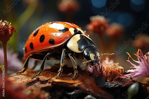 Ladybug in nature harmony and beauty., generative IA © JONATAS