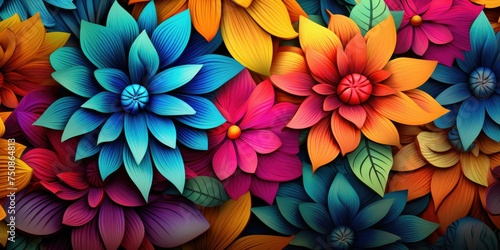 Flower power hippie multicoloured daisy psychedelic background 