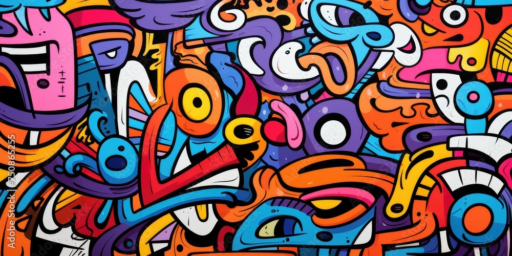 Hand-drawn cartoon abstract artistic graffiti background