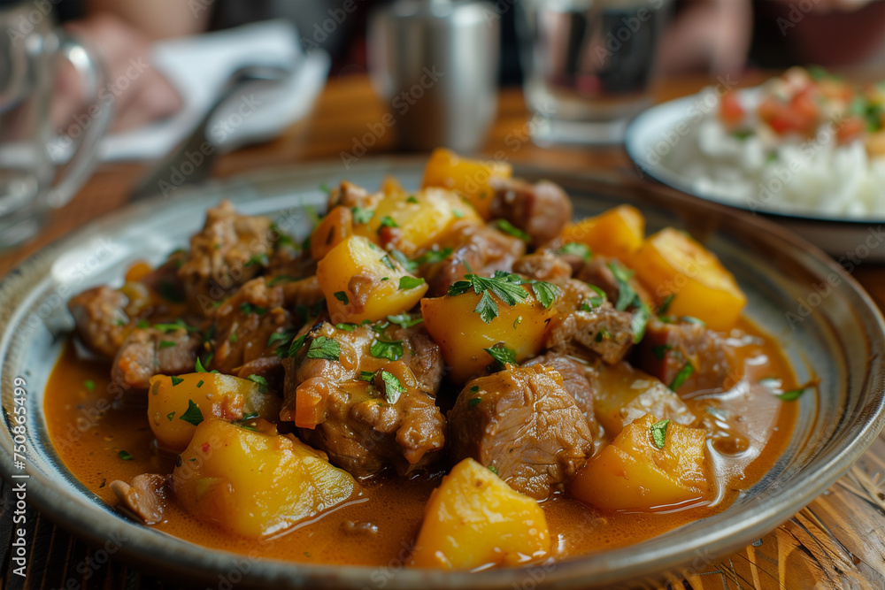 Meat stew plate light orange sauce Meat stew plate light orange sauce