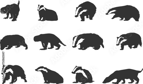 Photography Badger silhouettes, Badger clipart silhouette, Badger vector set, Badger SVG bundle