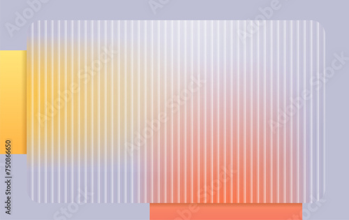 Abstract ribbed glass background with copy space. Trendy vector illustration