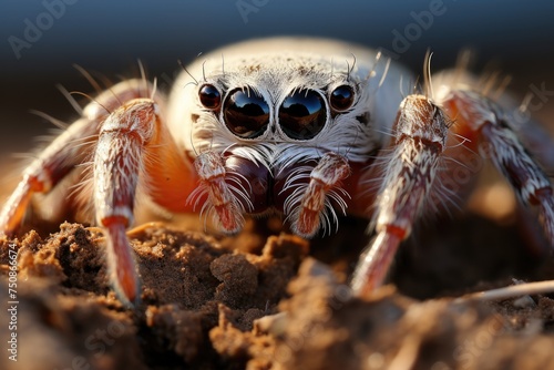 Crab spider emerging on the dark night., generative IA