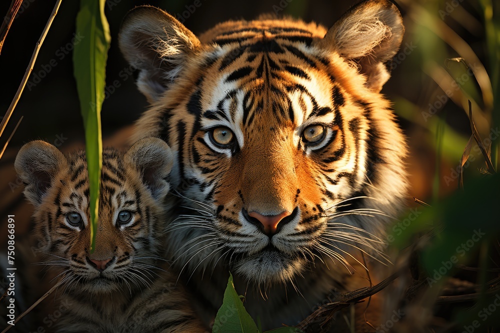 Tigress breastfeeding her young., generative IA