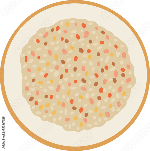 Kutia. Ukrainian food. Hand drawn vector flat illustration.