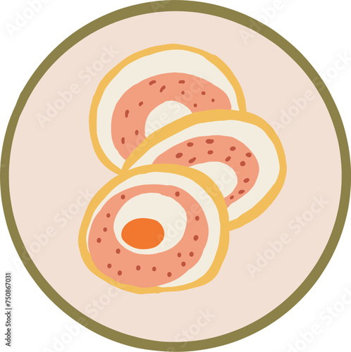 Chicken roulade. Ukrainian food. Hand drawn vector flat illustration.