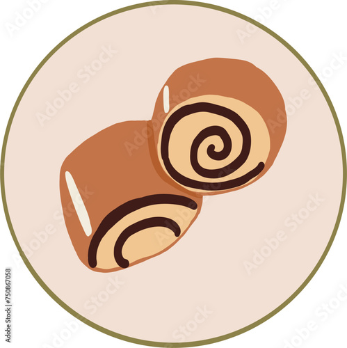 Fluffy puppy seed buns piroshki. Ukrainian food. Hand drawn vector flat illustration.