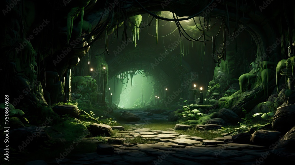 A hidden emerald-green cave
