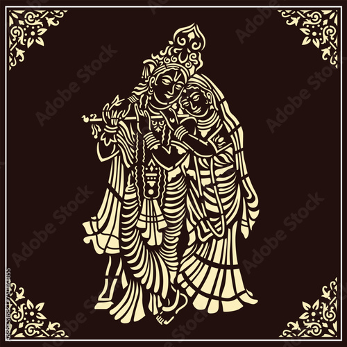 фотографія Radha krishna vector art.