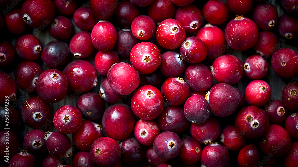 Fresh Cranberries Texture Close-up, A dense collection of cranberries creating a textured look with their glossy red surfaces, tightly packed on a dark background. Fresh Cranberries Texture Close-up, A dense collection of cranberries creating a textured look with their glossy red surfaces, tightly packed on a dark background.