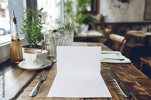 Restaurant menu mockup with cutlery in the background, empty space for your text