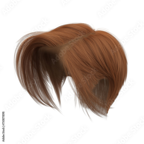 3d render short copper pixie hair isolated