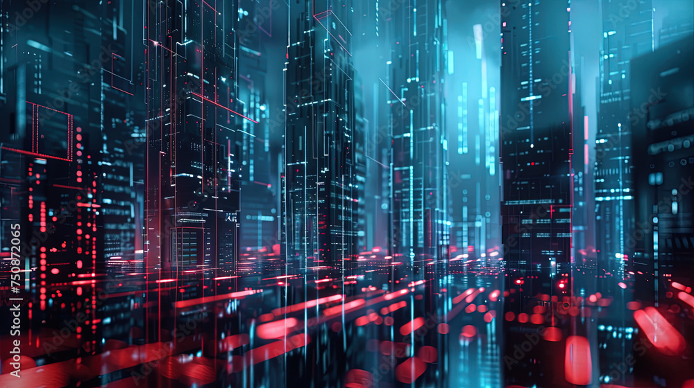 Obraz premium abstract street city buildings background wallpaper anime manga illustration lofi vibes