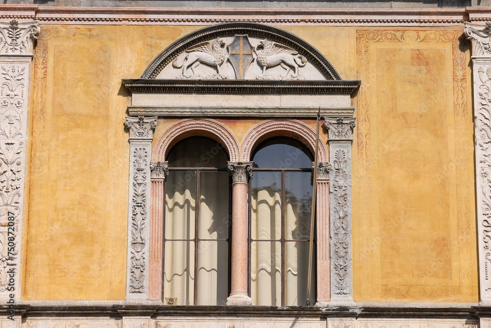 windows of the loggia del consiglio building in Verona