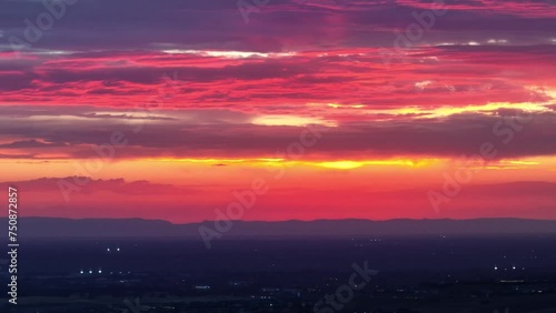 Aerial video over El Dorado Hills United States. at sunset photo