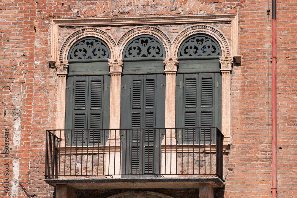 historic windows in the oldtown of Verona