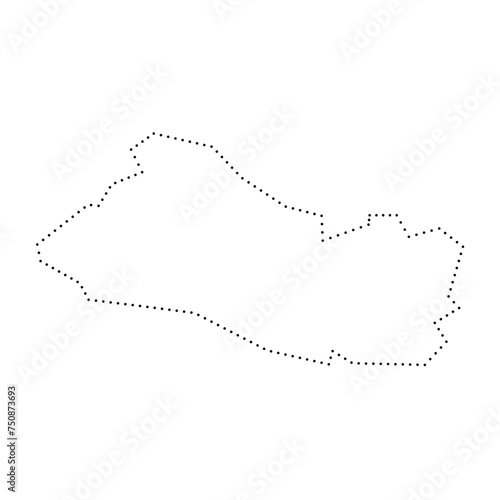 El Salvador country simplified map. Black dotted outline contour. Simple vector icon.