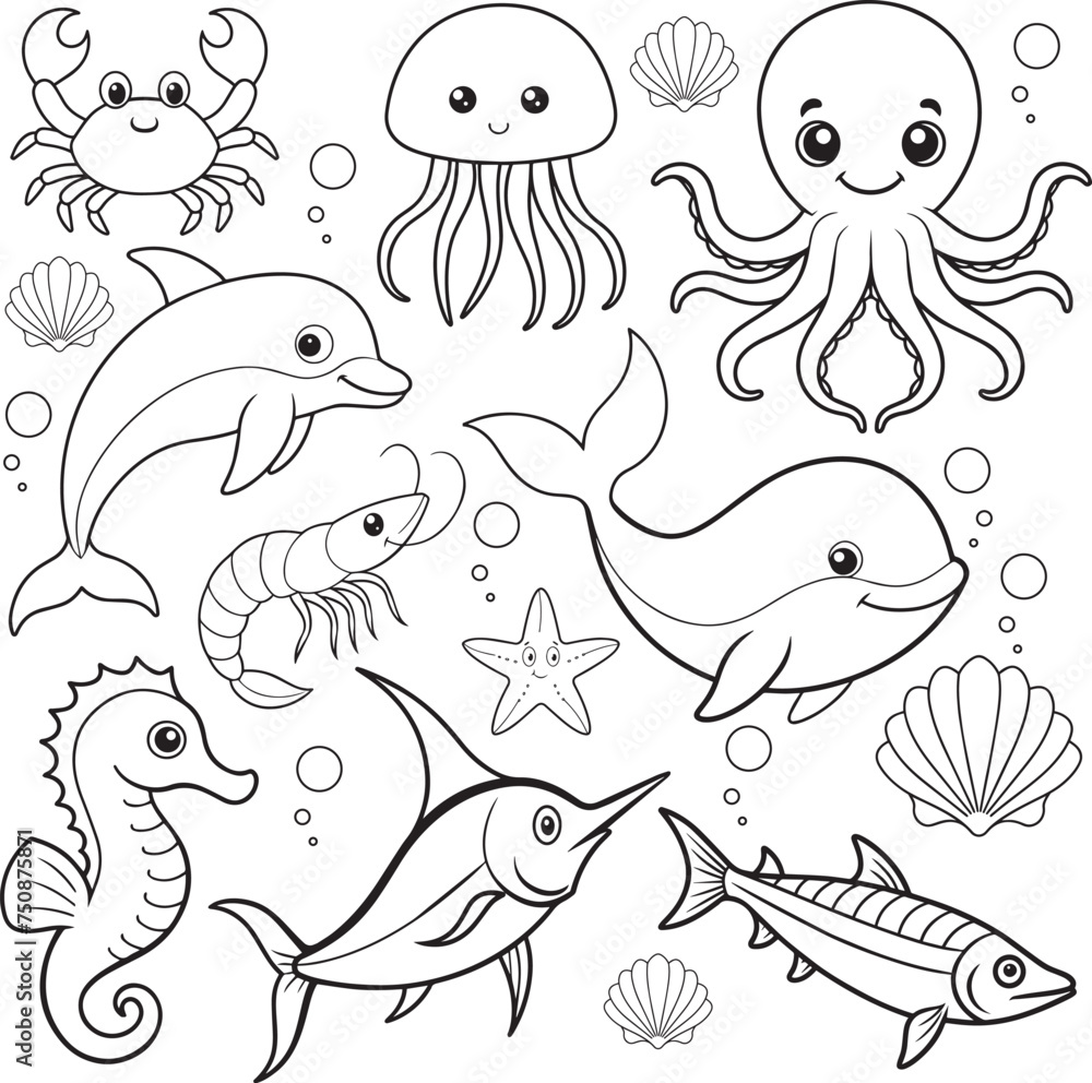 Fototapeta premium Whimsical Ocean Friends