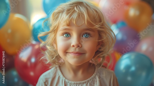 Cheerful Blonde Toddler Girl Celebrating Birthday with Warm Accents