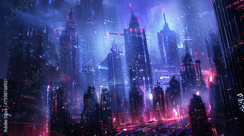 Wallpaper Mural abstract street city buildings background wallpaper anime manga illustration lofi vibes Torontodigital.ca