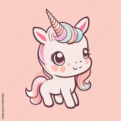 unicorns cartoon character illustration, sticker, clean white background, t-shirt design, graffiti, vibrant, vector illustration kawaii