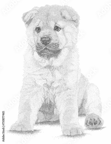 Chow Chow Puppy Pen and Ink