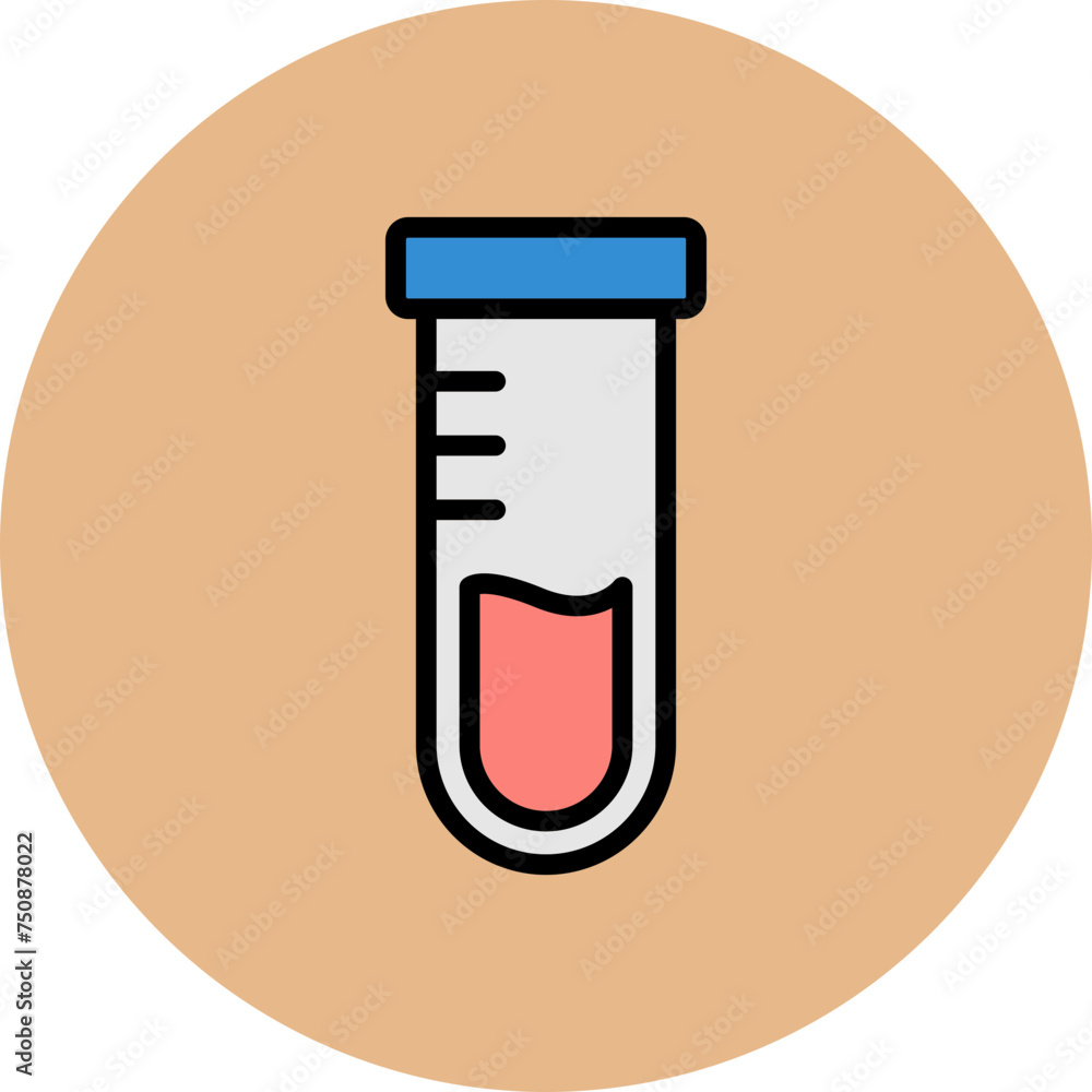 Test Tube Line Filled Circle Icon Test Tube Line Filled Circle Icon