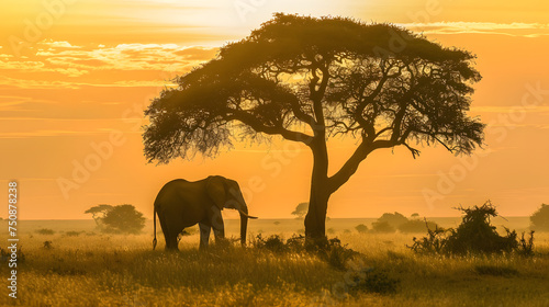 Solitary Elephant Amidst the Trees  A Majestic and Melancholic Sight of a Lone Pachyderm Standing Alone in the Wilderness