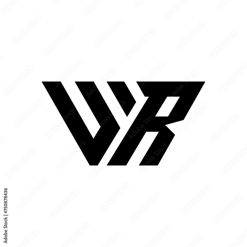 Letter Wr modern new unique shapes alphabet creative typography monogram abstract logo