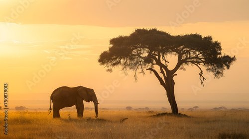 The Solitary Giant  A Lone Elephant Perched atop a Majestic Tree  Observing the World Below with Gentle Dignity