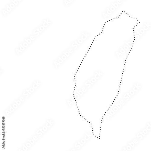 Taiwan country simplified map. Black dotted outline contour. Simple vector icon.