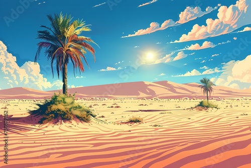 Desert with fantastic cartoon background a