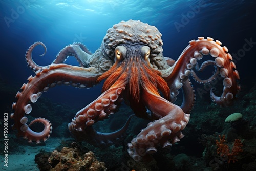 Marine scientists study an octopus in Recife., generative IA