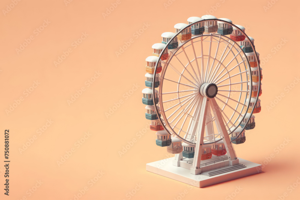 Ferris wheel on a clean background. Space for text.