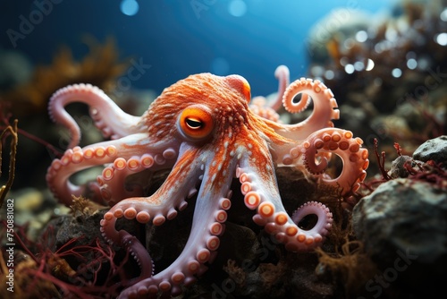 Affectionate octopus builds nest for your eggs., generative IA © JONATAS