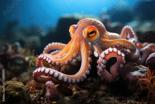 Affectionate octopus builds nest for your eggs., generative IA