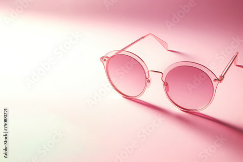 Rose-colored glasses on a clean background. Space for text.