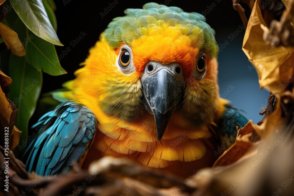 Parrot building a tree nest., generative IA
