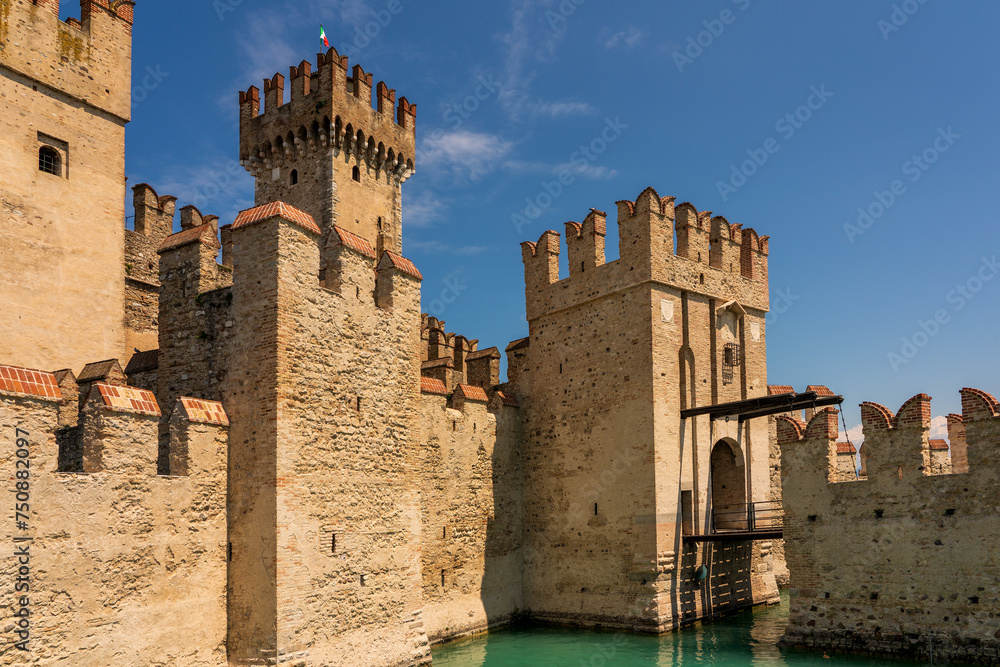 Panoramic view of Scaliger Castle near Sirmione in Italy.