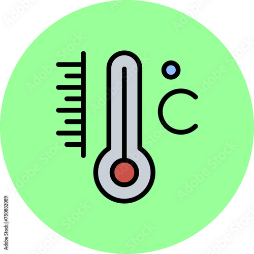 Celsius Line Filled Circle Icon