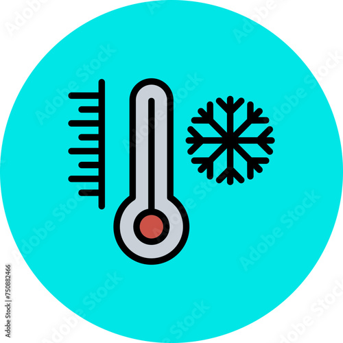 Cold Line Filled Circle Icon