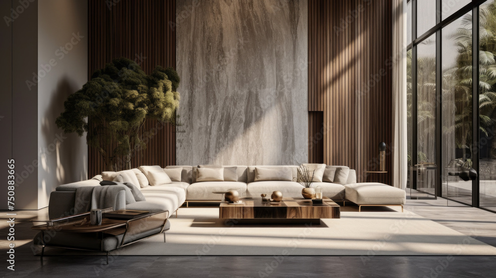 A modern living room with a stunning lighting fixture that makes a statement A modern living room with a stunning lighting fixture that makes a statement