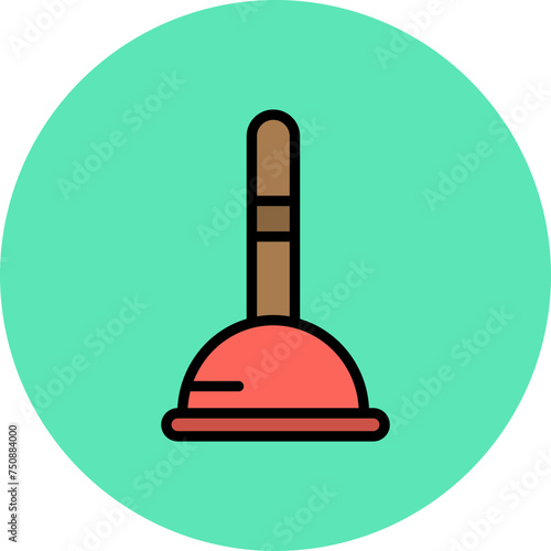 Plunger Line Filled Circle Icon