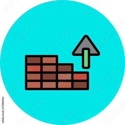 Trowel Line Filled Circle Icon