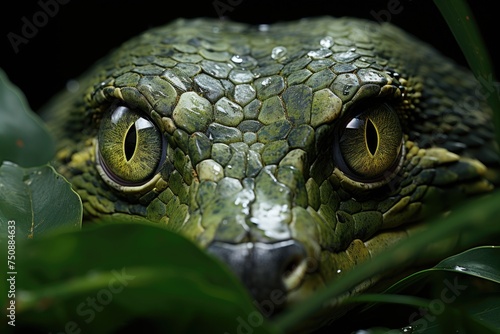 Camouflaged viper ready to attack in the jungle., generative IA © JONATAS