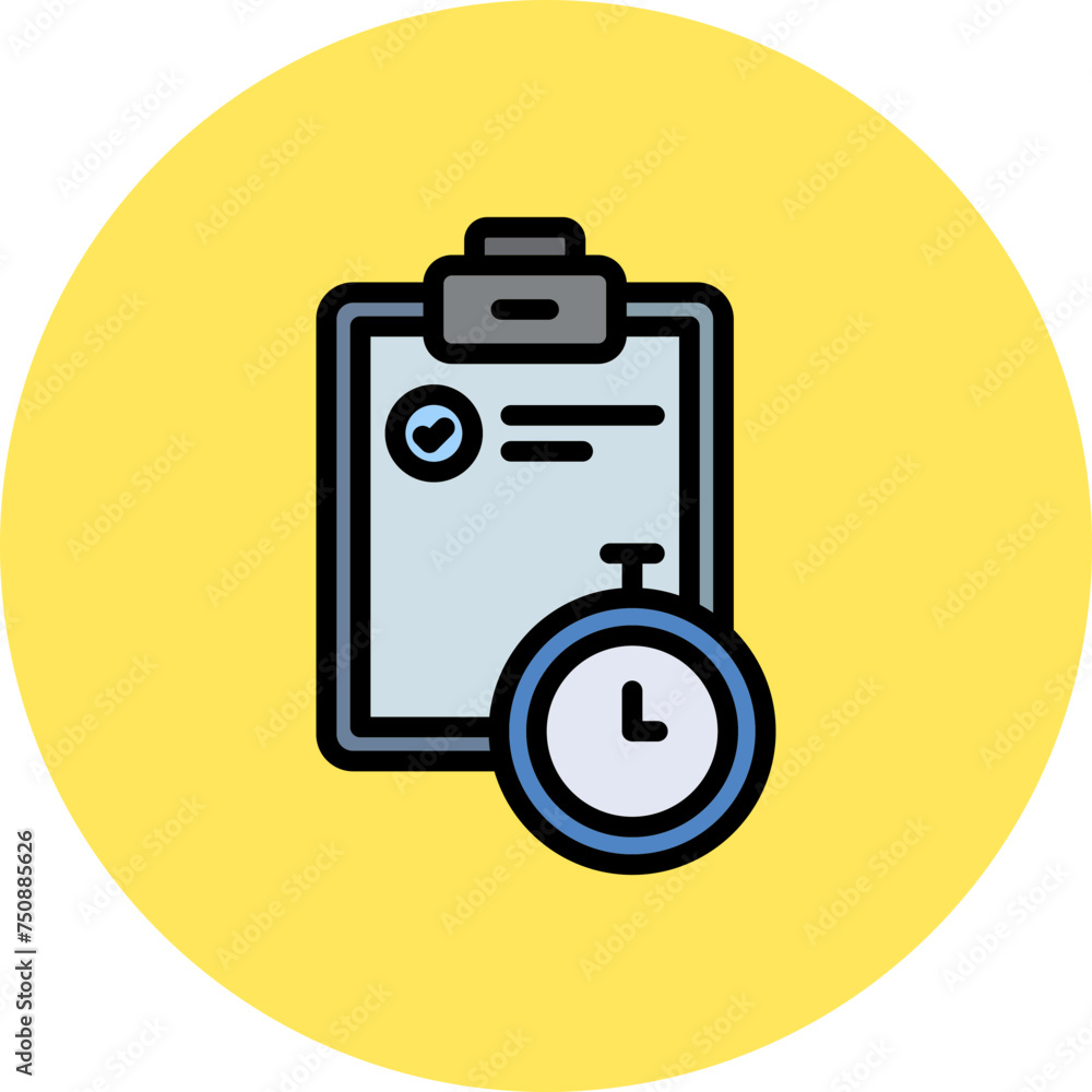 Stopwatch Line Filled Circle Icon Stopwatch Line Filled Circle Icon
