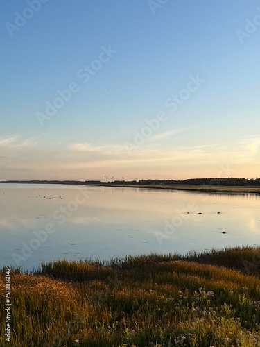 sunset over the river