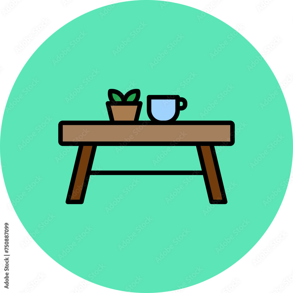 Fototapeta premium Side Table Line Filled Circle Icon